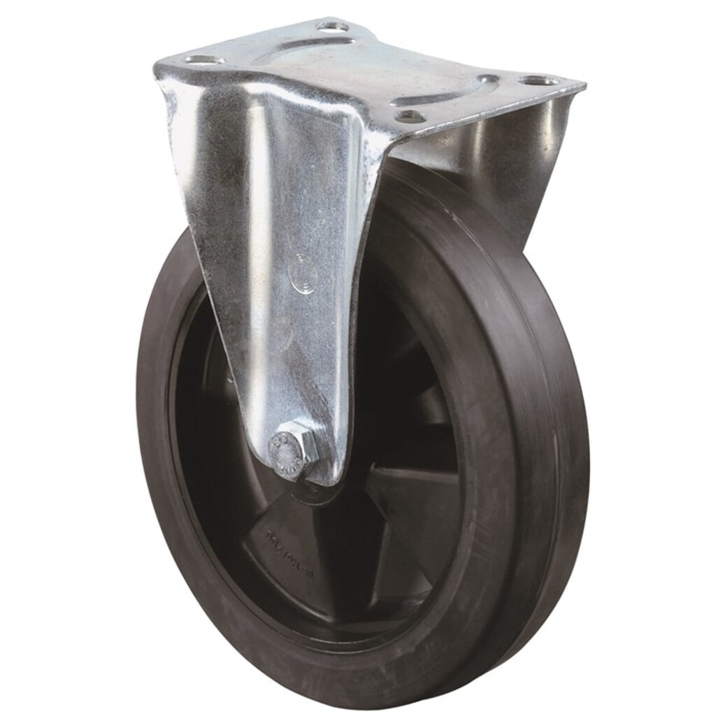 BS ROLLEN Bockrolle, Vollgummi, Rad-Ø 100 mm Tragfähigkeit 140 kg, Platte L104xB80 mm Produktabbildung: BS ROLLEN Bockrolle, Vollgummi, Rad-Ø 100 mm Tragfähigkeit 140 kg, Platte L104xB80 mm