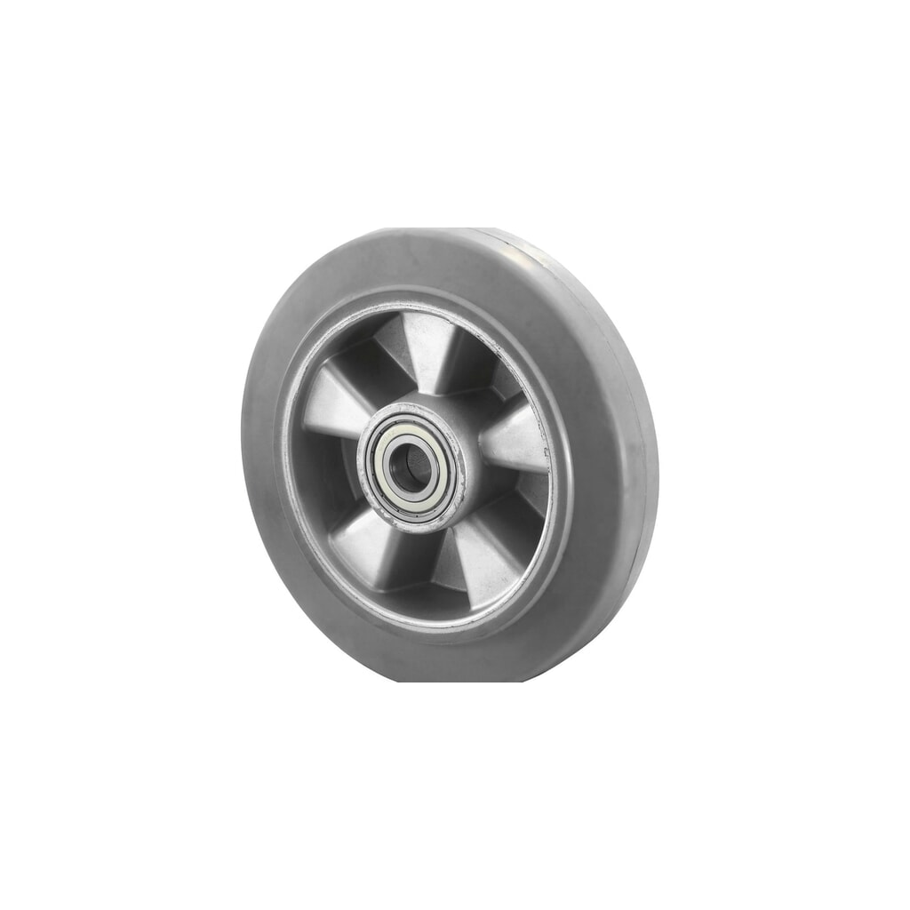 BS ROLLEN Elastikgummi-Rad, grau, Kugellager, Ø x Breite 100 x 40 mm, TK 150 kg Produktabbildung: BS ROLLEN Elastikgummi-Rad, grau, Kugellager, Ø x Breite 100 x 40 mm, TK 150 kg