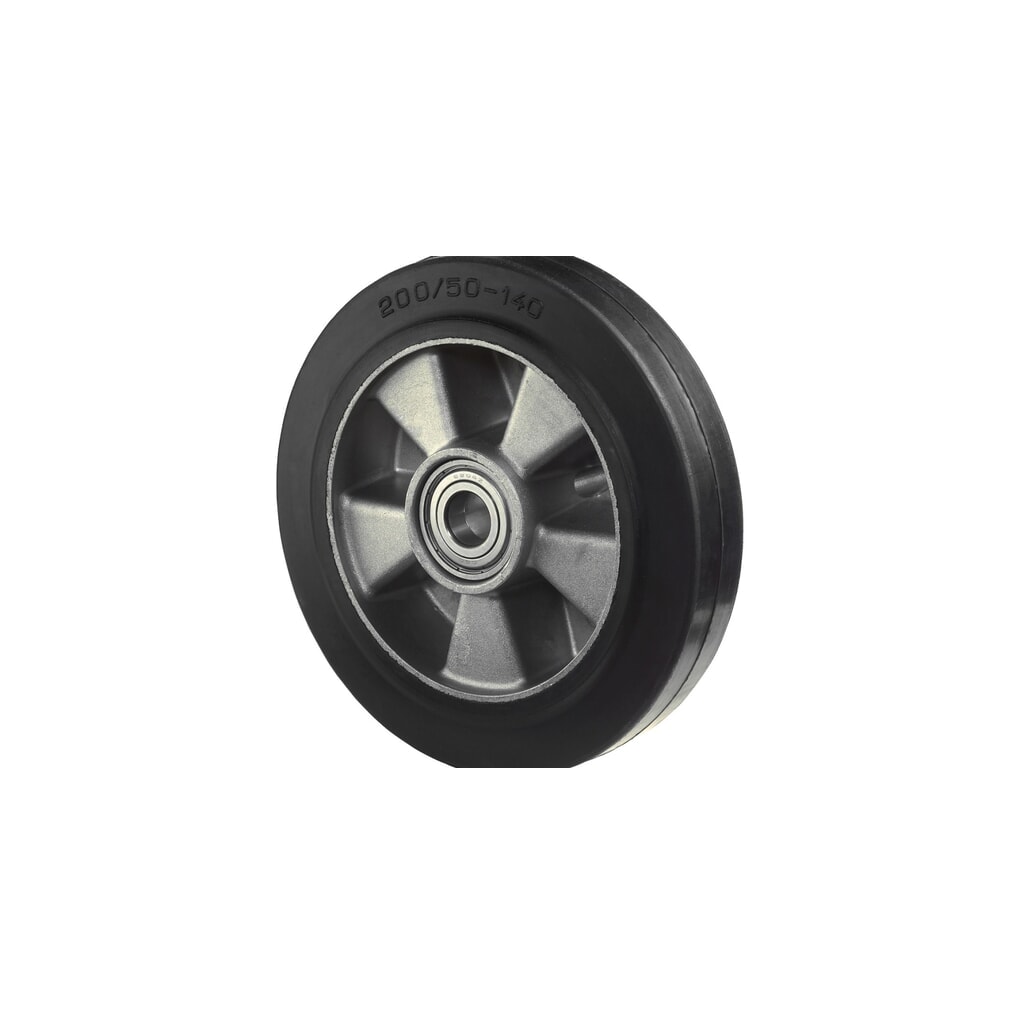 BS ROLLEN Elastikgummi-Rad, schwarz, Kugellager, Ø x Breite 125 x 40 mm, TK 200 kg Produktabbildung: BS ROLLEN Elastikgummi-Rad, schwarz, Kugellager, Ø x Breite 125 x 40 mm, TK 200 kg