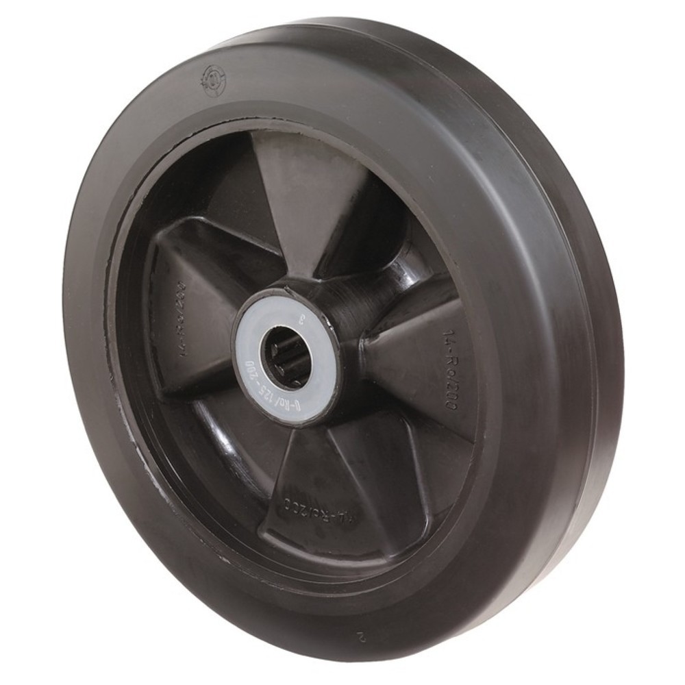 Produktabbildung: BS ROLLEN Ersatzrad, Gummi schwarz, Rad-Ø 100 mm Tragfähigkeit 140 kg, Achs-Ø 12 mm Nabenlänge 40 mm