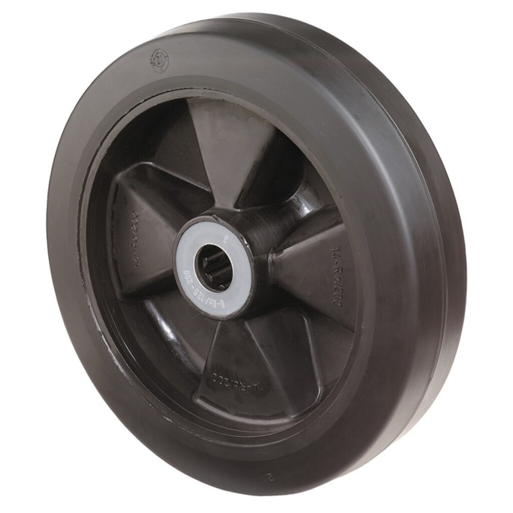 BS ROLLEN Ersatzrad, Gummi schwarz, Rad-Ø 100 mm Tragfähigkeit 140 kg, Achs-Ø 12 mm Nabenlänge 40 mm Produktabbildung: BS ROLLEN Ersatzrad, Gummi schwarz, Rad-Ø 100 mm Tragfähigkeit 140 kg, Achs-Ø 12 mm Nabenlänge 40 mm