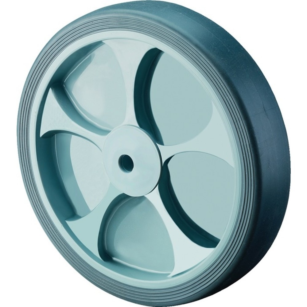 Produktabbildung: BS ROLLEN Ersatzrad, Gummi grau, Rad-Ø 100 mm Tragfähigkeit 110 kg, Achs-Ø 12 mm Nabenlänge 40 mm