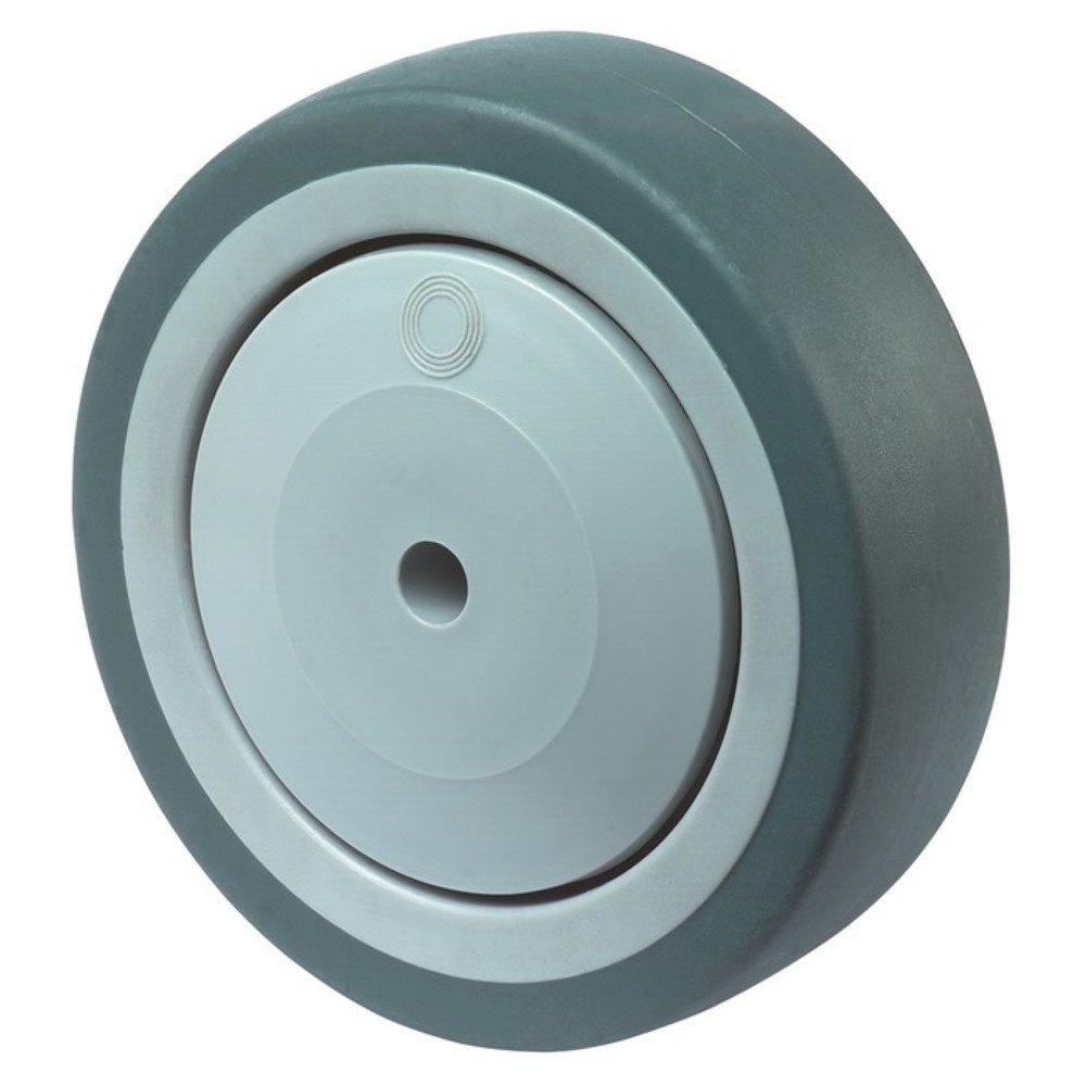 Produktabbildung: BS ROLLEN Ersatzrad, Gummi grau, Rad-Ø 80 mm Tragfähigkeit 80 kg, Achs-Ø 8 mm Nabenlänge 37 mm