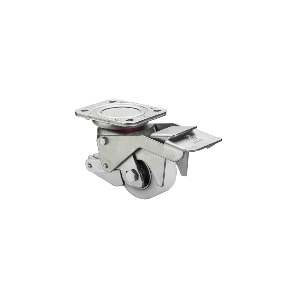 Produktabbildung: BS ROLLEN Heberolle Kunststoff, Lenkrolle mit Feststeller, Kugellager, Platte, Ø x Breite 75 x 40 mm, TK 350 kg