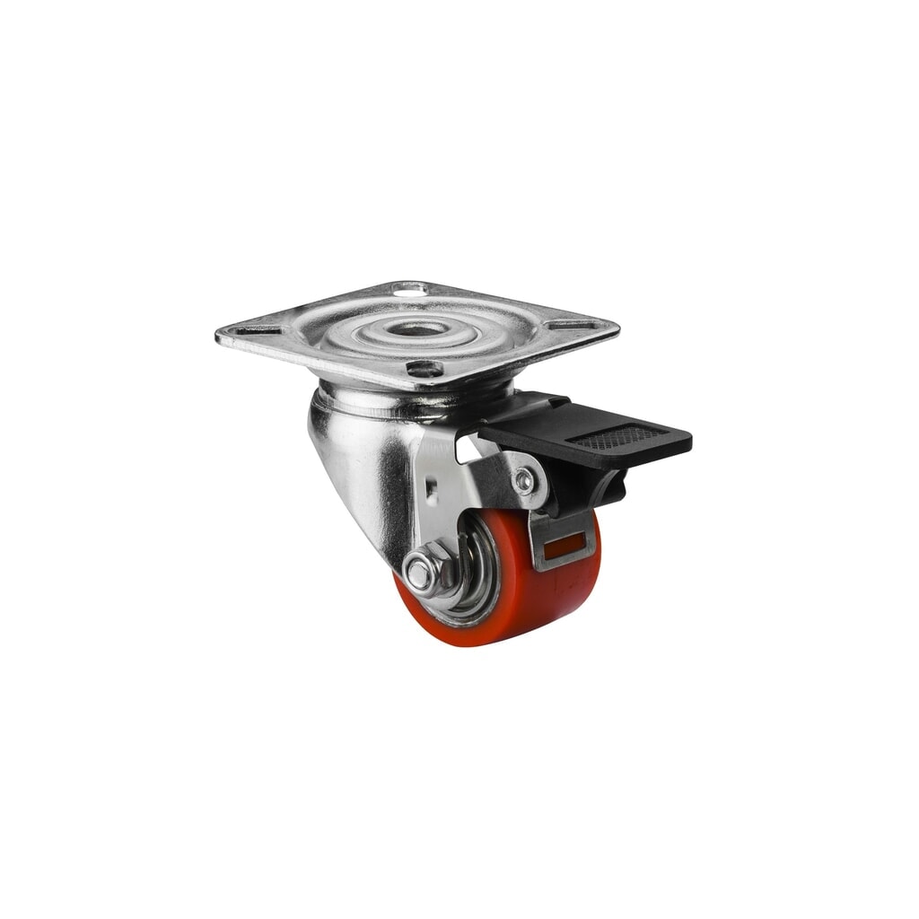 BS ROLLEN Kompaktrolle Polyurethan, Lenkrolle mit Feststeller, Kugellager, Platte, Ø x Breite 35 x 25 mm, TK 100 kg Produktabbildung: BS ROLLEN Kompaktrolle Polyurethan, Lenkrolle mit Feststeller, Kugellager, Platte, Ø x Breite 35 x 25 mm, TK 100 kg