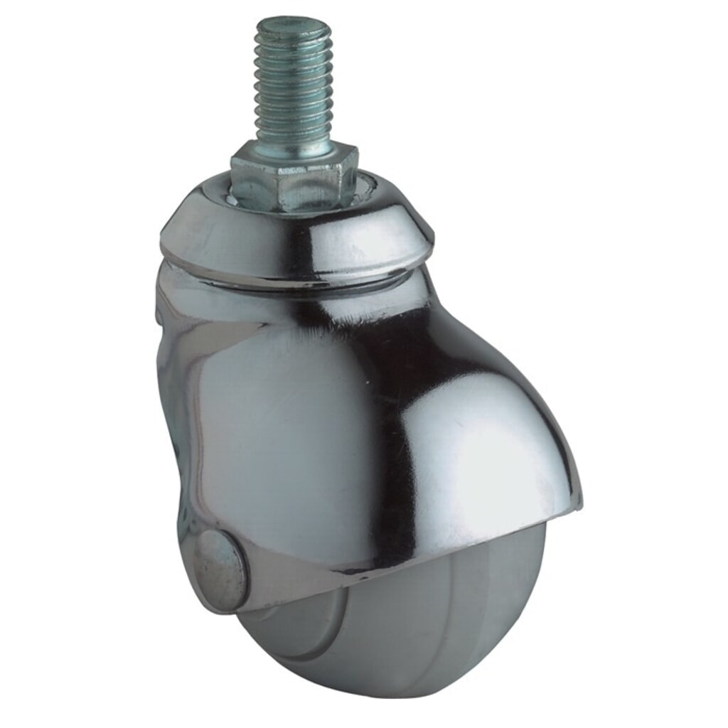 BS ROLLEN Kugellenkrolle, M10, Rad-Ø 40 mm Tragfähigkeit 30 kg, Gummi grau Produktabbildung: BS ROLLEN Kugellenkrolle, M10, Rad-Ø 40 mm Tragfähigkeit 30 kg, Gummi grau