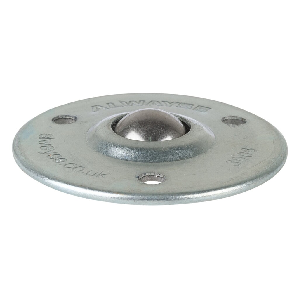 BS ROLLEN Kugelrolle mit Befestigungsbohrung, Stahl, Ø 19 mm, TK 25 kg Produktabbildung: BS ROLLEN Kugelrolle mit Befestigungsbohrung, Stahl, Ø 19 mm, TK 25 kg