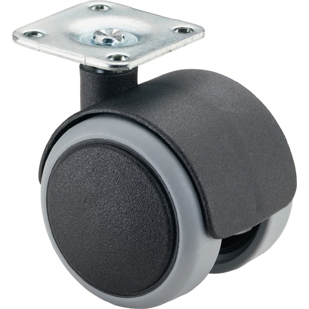 BS ROLLEN Kunststoffdoppelrolle, mit Anschraubplatte, Rad-Ø 40 mm Tragfähigkeit 30 kg, Polyamid Produktabbildung: BS ROLLEN Kunststoffdoppelrolle, mit Anschraubplatte, Rad-Ø 40 mm Tragfähigkeit 30 kg, Polyamid