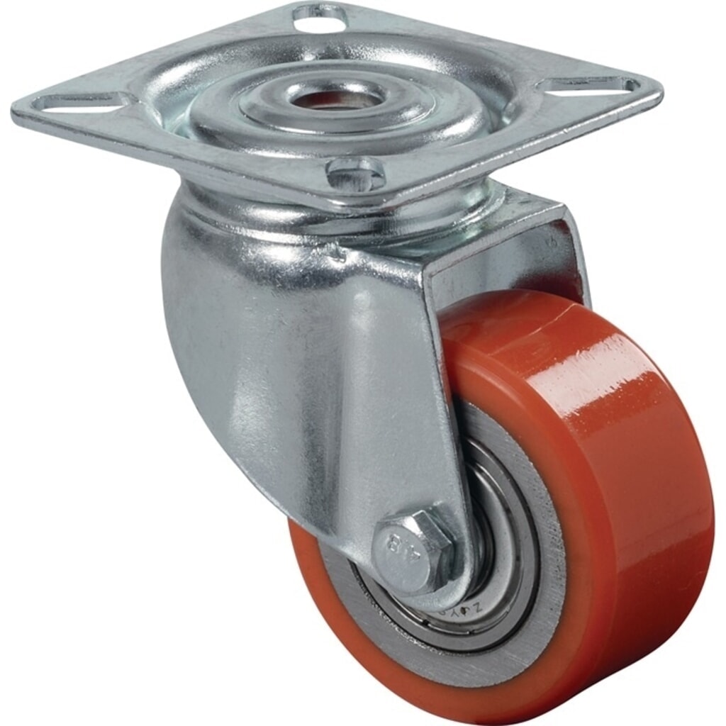 BS ROLLEN Lenkrolle, mit Anschraubplatte, Rad-Ø 35 mm Tragfähigkeit 100 kg, Polyurethan Produktabbildung: BS ROLLEN Lenkrolle, mit Anschraubplatte, Rad-Ø 35 mm Tragfähigkeit 100 kg, Polyurethan
