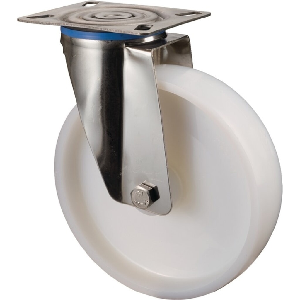 BS ROLLEN Lenkrolle, Kunststoff, Rad-Ø 100 mm Tragfähigkeit 130 kg, Platte L95xB80 mm Produktabbildung: BS ROLLEN Lenkrolle, Kunststoff, Rad-Ø 100 mm Tragfähigkeit 130 kg, Platte L95xB80 mm