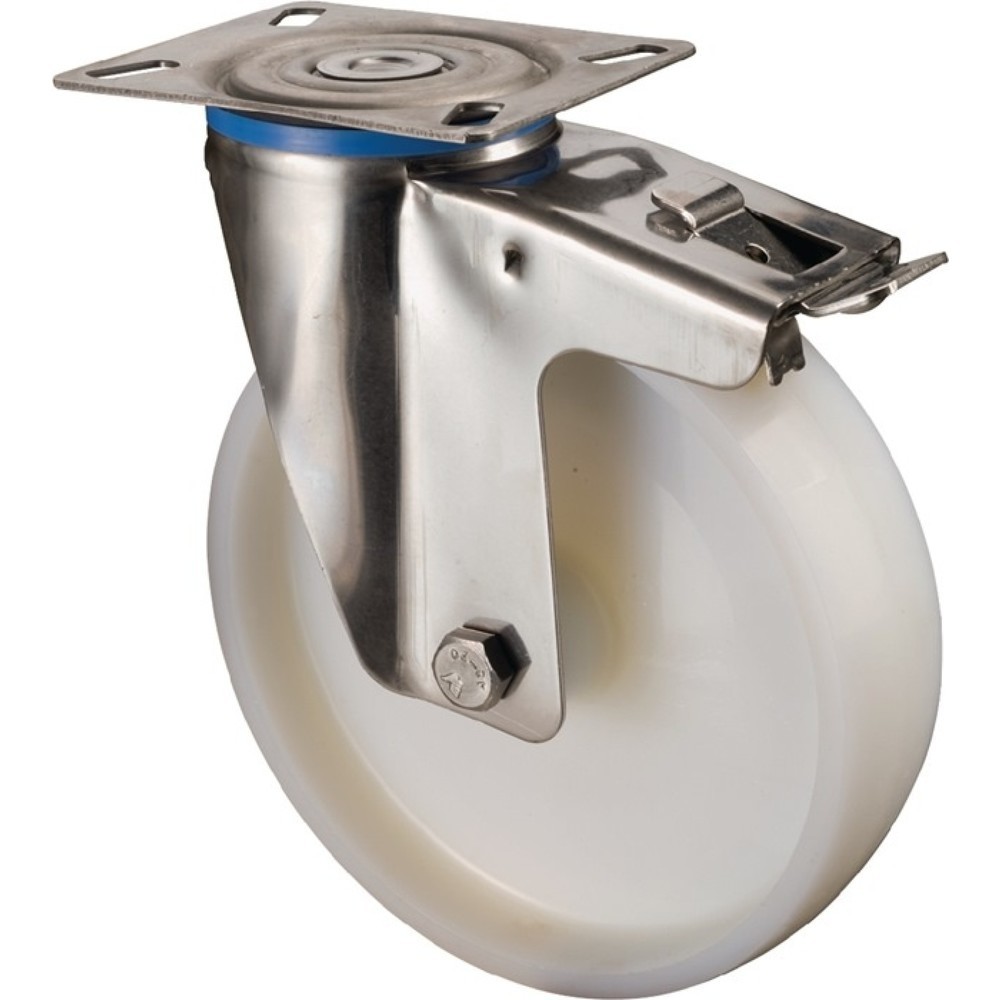 Produktabbildung: BS ROLLEN Lenkrolle, mit Totalfeststeller Kunststoff, Rad-Ø 50 mm Tragfähigkeit 55 kg, 60x60mm