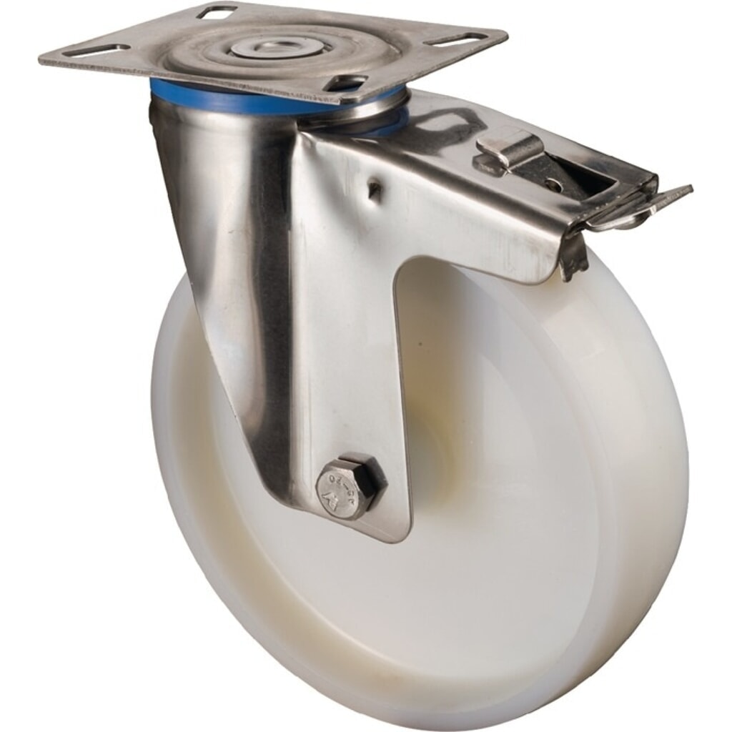 Produktabbildung: BS ROLLEN Lenkrolle, mit Totalfeststeller Kunststoff, Rad-Ø 50 mm Tragfähigkeit 55 kg, 60x60mm