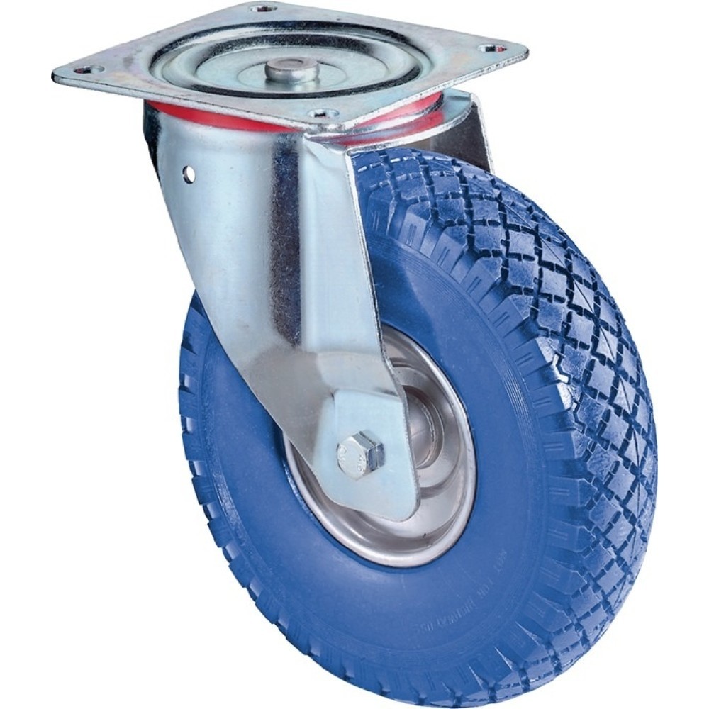 Produktabbildung: BS ROLLEN Lenkrolle, mit Anschraubplatte, Rad-Ø 200 mm Tragfähigkeit 75 kg, Polyurethan schwarz