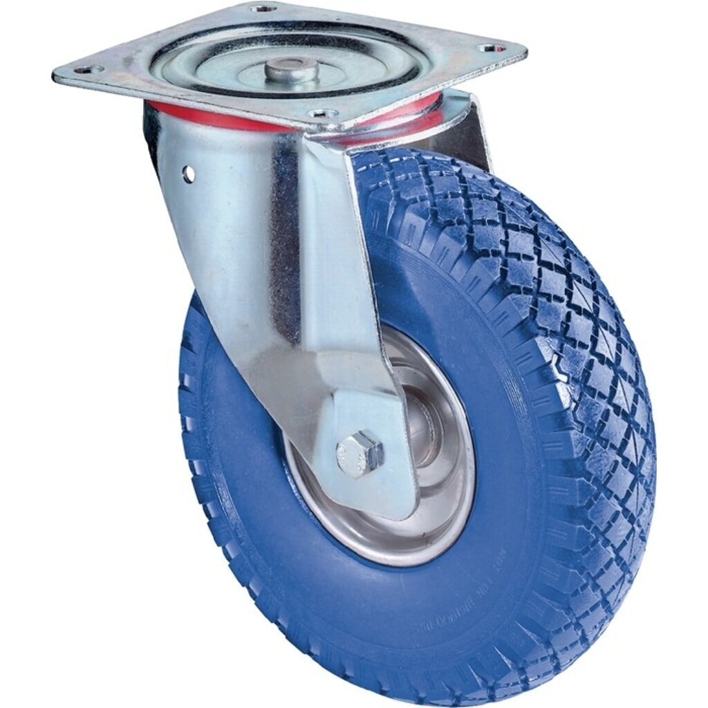 Produktabbildung: BS ROLLEN Lenkrolle, mit Anschraubplatte, Rad-Ø 200 mm Tragfähigkeit 75 kg, Polyurethan schwarz