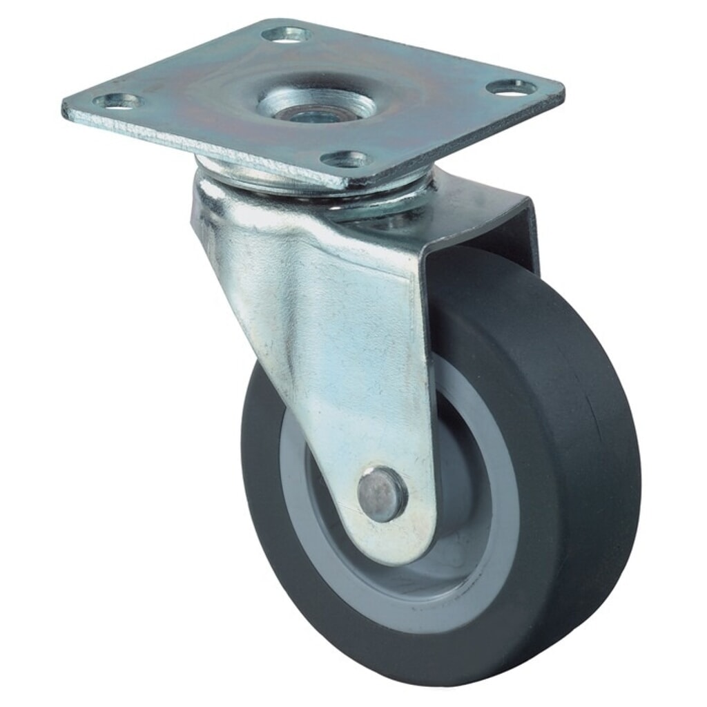 BS ROLLEN Lenkrolle, mit Anschraubplatte, Rad-Ø 25 mm Tragfähigkeit 15 kg, Gummi grau Produktabbildung: BS ROLLEN Lenkrolle, mit Anschraubplatte, Rad-Ø 25 mm Tragfähigkeit 15 kg, Gummi grau