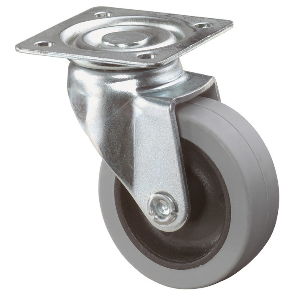 Produktabbildung: BS ROLLEN Lenkrolle, mit Anschraubplatte, Rad-Ø 50 mm Tragfähigkeit 35 kg, grau
