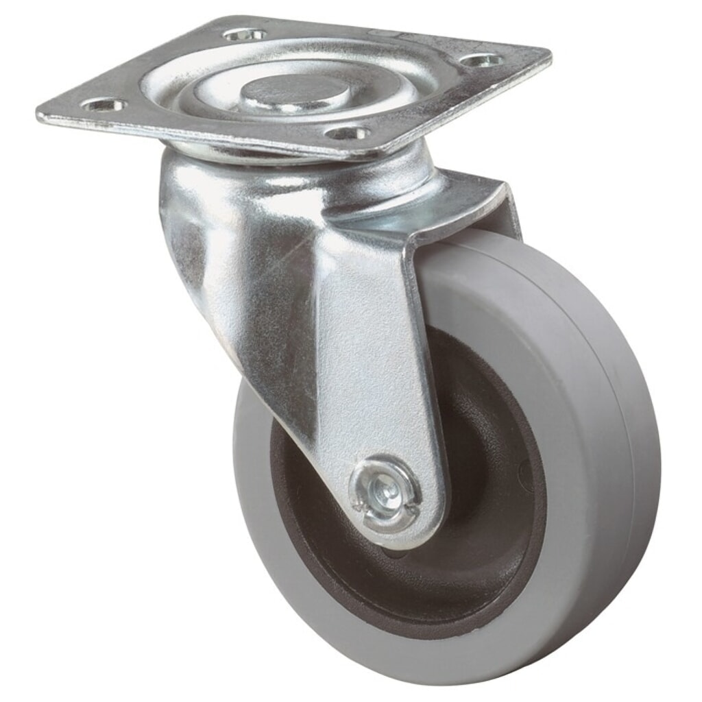BS ROLLEN Lenkrolle, mit Anschraubplatte, Rad-Ø 50 mm Tragfähigkeit 35 kg, grau Produktabbildung: BS ROLLEN Lenkrolle, mit Anschraubplatte, Rad-Ø 50 mm Tragfähigkeit 35 kg, grau
