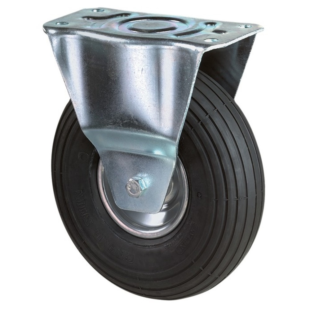 Produktabbildung: BS ROLLEN Luftrad, Bockrolle mit Anschraubplatte, Rad-Ø 200 mm Tragfähigkeit 75 kg, Rillenprofil
