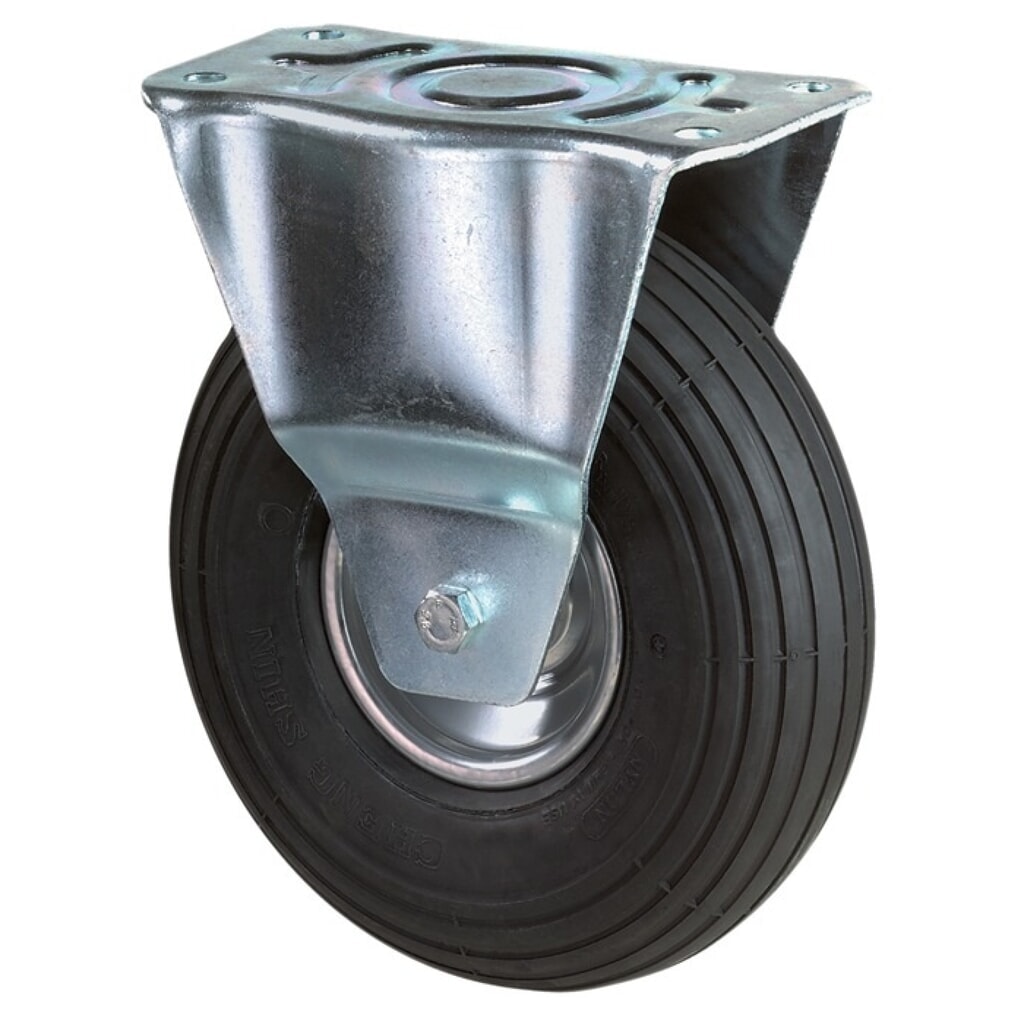 BS ROLLEN Luftrad, Bockrolle mit Anschraubplatte, Rad-Ø 200 mm Tragfähigkeit 75 kg, Rillenprofil Produktabbildung: BS ROLLEN Luftrad, Bockrolle mit Anschraubplatte, Rad-Ø 200 mm Tragfähigkeit 75 kg, Rillenprofil