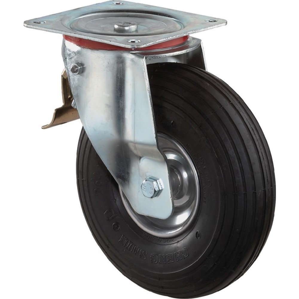 Produktabbildung: BS ROLLEN Luftrad, mit Anschraubplatte Lenkrolle, Rad-Ø 200 mm Tragfähigkeit 75 kg, Luftbereifung schwarz