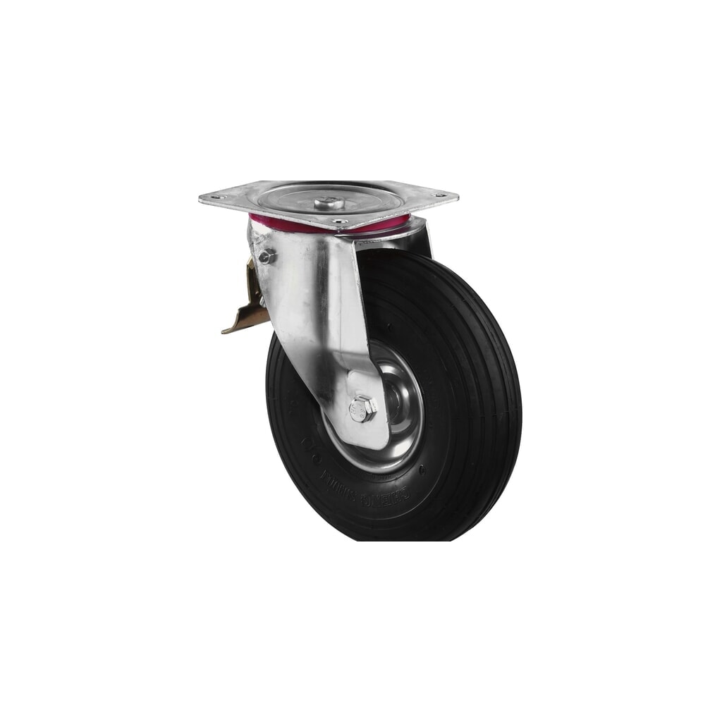 BS ROLLEN Luftrad, Lenkrolle mit Feststeller, Rillenprofil, Rollenlager, Ø x Breite 200 x 50 mm, TK 75 kg Produktabbildung: BS ROLLEN Luftrad, Lenkrolle mit Feststeller, Rillenprofil, Rollenlager, Ø x Breite 200 x 50 mm, TK 75 kg