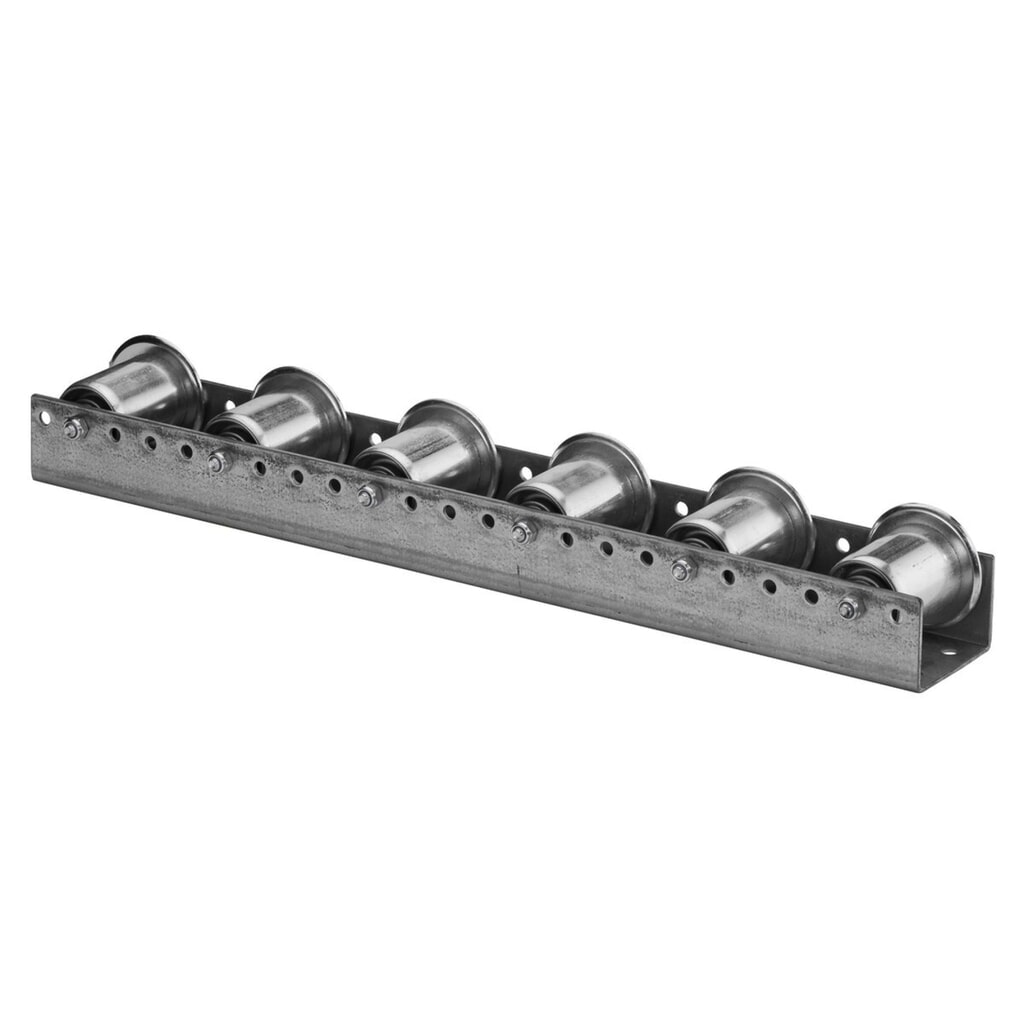 BS ROLLEN Paletten-Rollenschiene aus verzinktem Stahlblech, TK pro Rolle 150 kg, Spurkranz, Teilung 78 mm Produktabbildung: BS ROLLEN Paletten-Rollenschiene aus verzinktem Stahlblech, TK pro Rolle 150 kg, Spurkranz, Teilung 78 mm