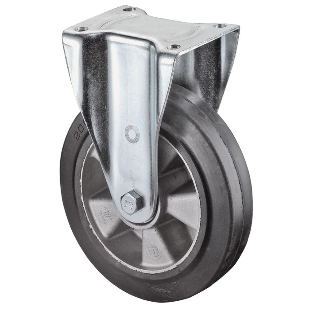 Produktabbildung: BS ROLLEN Schwerlast-Bockrolle, Gummi, Rad-Ø 100 mm Tragfähigkeit 150 kg, 138 mm 110 mm