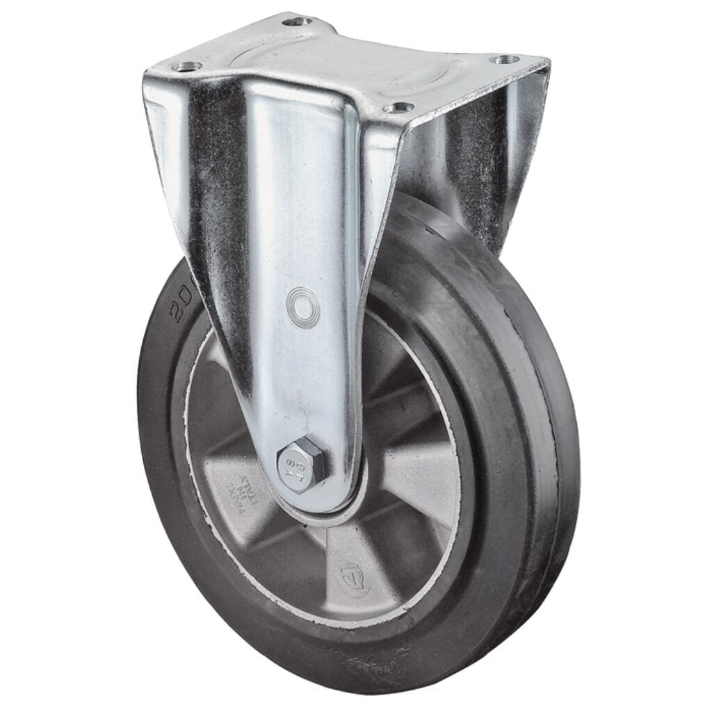 Produktabbildung: BS ROLLEN Schwerlast-Bockrolle, Gummi, Rad-Ø 125 mm Tragfähigkeit 200 kg, 105 mm 85 mm