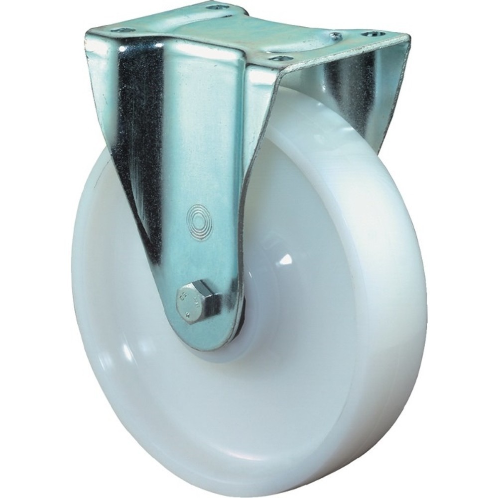 Produktabbildung: BS ROLLEN Schwerlast-Bockrolle, Kunststoff, Rad-Ø 200 mm Tragfähigkeit 1000 kg, Platte L135xB110 mm
