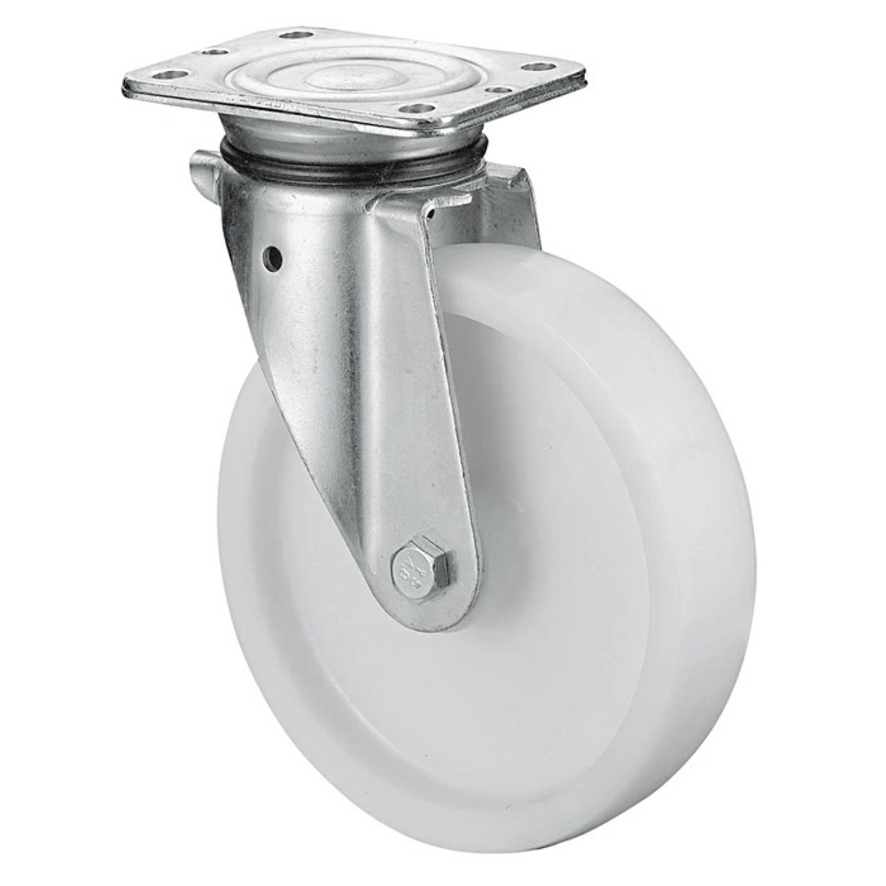 Produktabbildung: BS ROLLEN Schwerlast-Lenkrolle, Kunststoff, Rad-Ø 100 mm Tragfähigkeit 350 kg, Platte L105xB85 mm