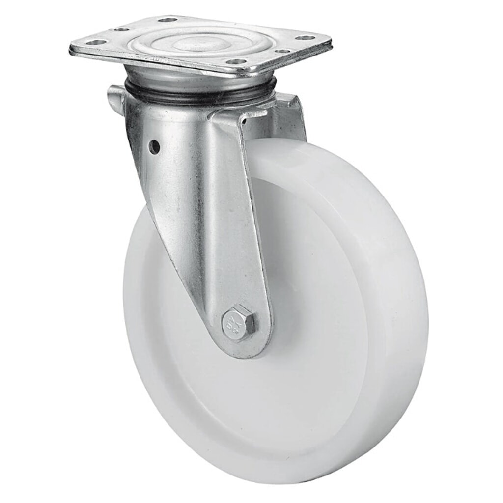 BS ROLLEN Schwerlast-Lenkrolle, Kunststoff, Rad-Ø 100 mm Tragfähigkeit 350 kg, Platte L105xB85 mm Produktabbildung: BS ROLLEN Schwerlast-Lenkrolle, Kunststoff, Rad-Ø 100 mm Tragfähigkeit 350 kg, Platte L105xB85 mm
