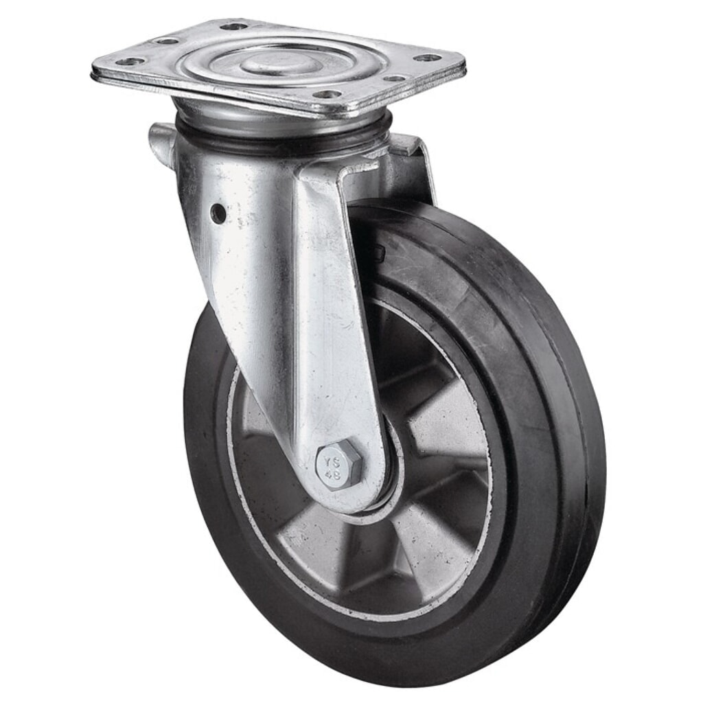 BS ROLLEN Schwerlastlenkrolle, Gummi, Rad-Ø 125 mm Tragfähigkeit 200 kg, 105 mm 85 mm Produktabbildung: BS ROLLEN Schwerlastlenkrolle, Gummi, Rad-Ø 125 mm Tragfähigkeit 200 kg, 105 mm 85 mm