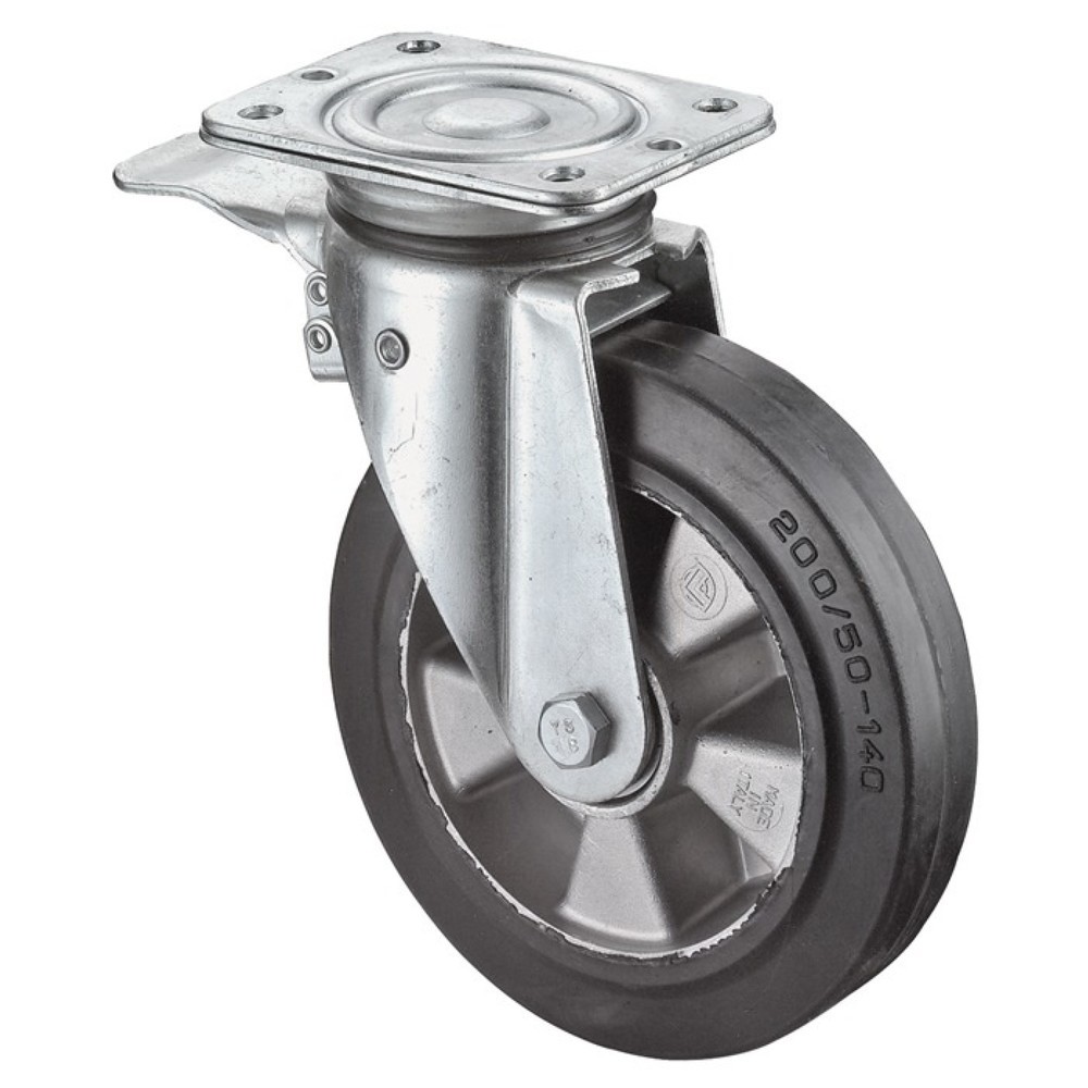 Produktabbildung: BS ROLLEN Schwerlastlenkrolle, Totalfesteller Gummi, Rad-Ø 160 mm Tragfähigkeit 300 kg, 138 mm 110 mm