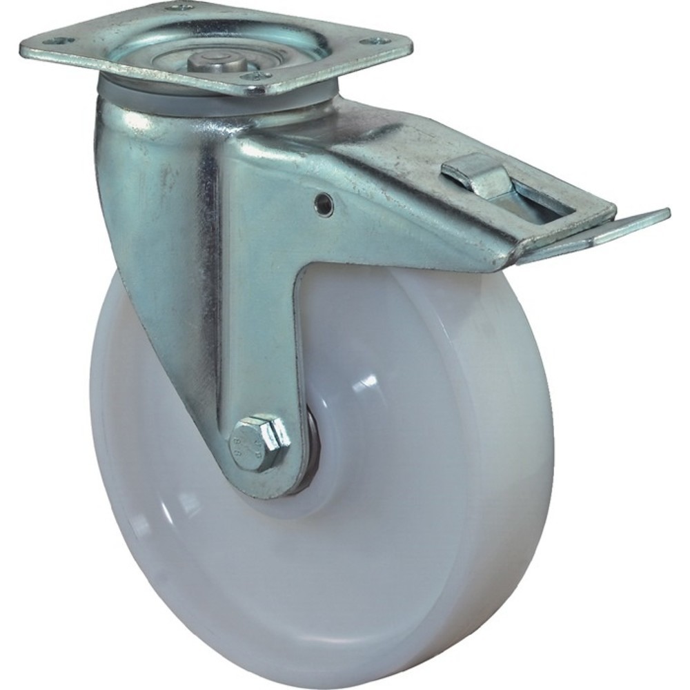 Produktabbildung: BS ROLLEN Schwerlastlenkrolle, mit Feststeller Kunststoff, Rad-Ø 125 mm Tragfähigkeit 700 kg, 135x110mm