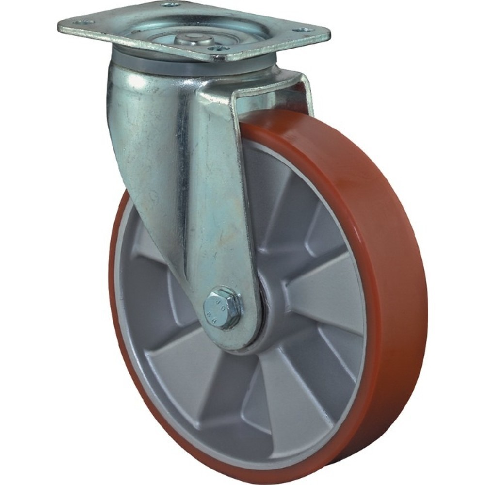 Produktabbildung: BS ROLLEN Schwerlastlenkrolle, Gusspolyurethan, Rad-Ø 200 mm Tragfähigkeit 800 kg, 135 mm 110 mm