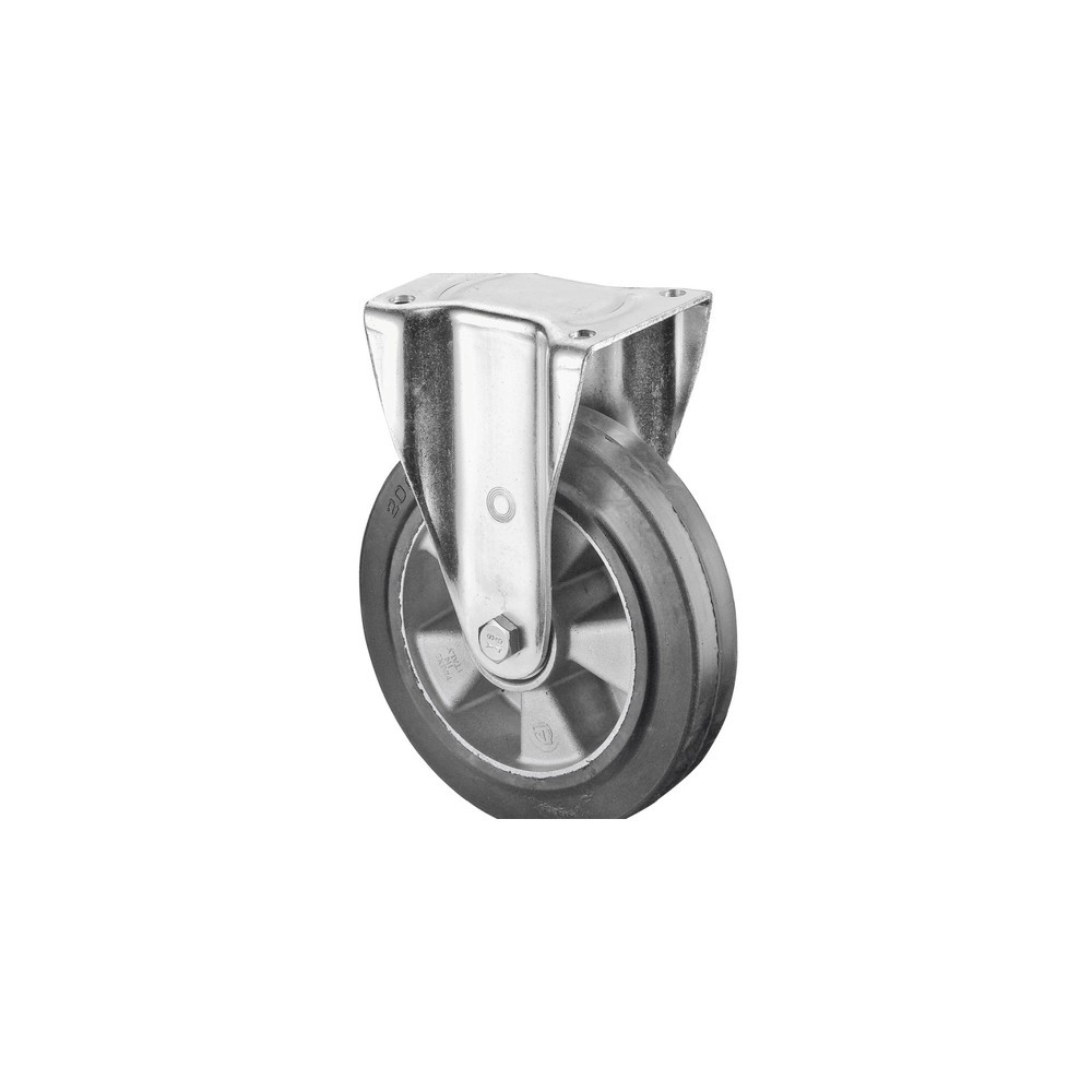 Produktabbildung: BS ROLLEN Schwerlastrolle Elastikgummi, Bockrolle, Kugellager, Platte, Ø x Breite 100 x 40 mm, TK 150 kg