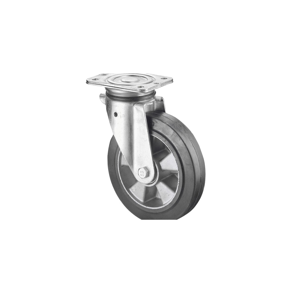 BS ROLLEN Schwerlastrolle Elastikgummi, Lenkrolle, Kugellager, Platte, Ø x Breite 100 x 40 mm, TK 150 kg Produktabbildung: BS ROLLEN Schwerlastrolle Elastikgummi, Lenkrolle, Kugellager, Platte, Ø x Breite 100 x 40 mm, TK 150 kg