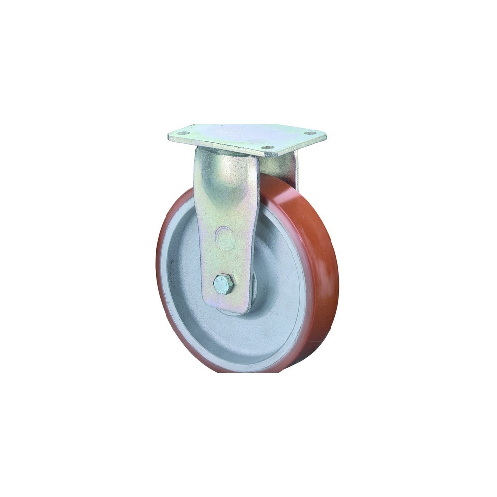Produktabbildung: BS ROLLEN Schwerlastrolle Prothane® Guss-Polyurethan, Bockrolle, Kugellager, Platte, Ø x Breite 125 x 50 mm, TK 550 kg