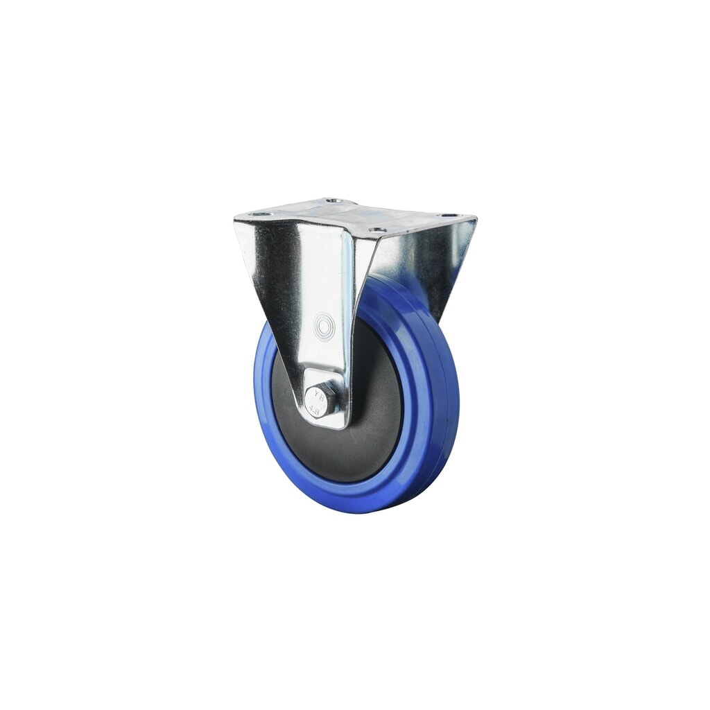 BS ROLLEN Transportrolle Elastikgummi, blau, Bockrolle, Kugellager, Platte, Ø x Breite 80 x 32 mm, TK 120 kg Produktabbildung: BS ROLLEN Transportrolle Elastikgummi, blau, Bockrolle, Kugellager, Platte, Ø x Breite 80 x 32 mm, TK 120 kg
