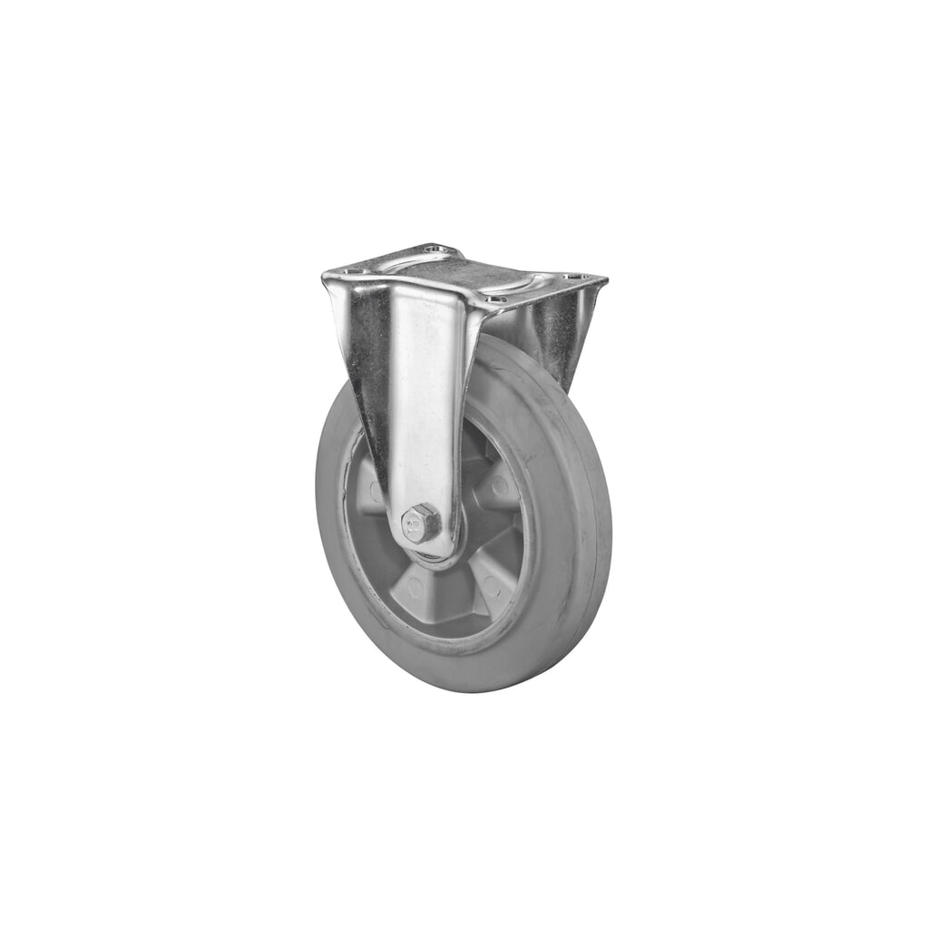 BS ROLLEN Transportrolle Elastikgummi, grau, Bockrolle, Kugellager, Platte, Ø x Breite 100 x 40 mm, TK 150 kg Produktabbildung: BS ROLLEN Transportrolle Elastikgummi, grau, Bockrolle, Kugellager, Platte, Ø x Breite 100 x 40 mm, TK 150 kg