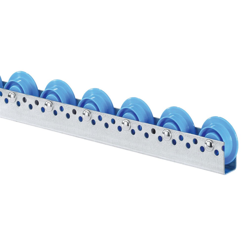 Produktabbildung Nr. 1: BS ROLLEN Universal-Rollenschiene, Kunststoffrollen, mit Spurkranz, Teilung 100 mm, TK pro Rolle 10