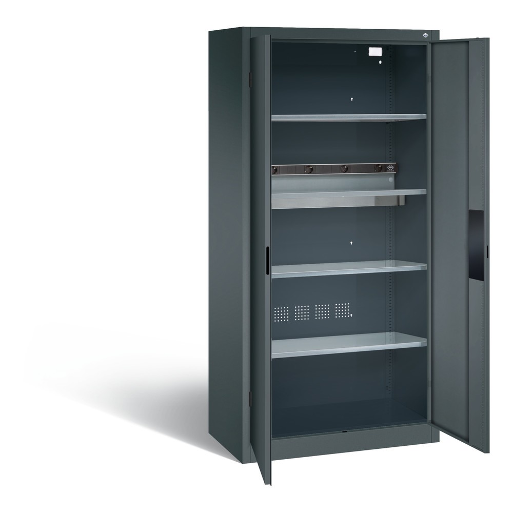 Produktabbildung: C+P Akku-Ladeschrank Serie 89, 1 Elektro-Einlegeboden, 5-fach-Steckdosenleiste, 3 m Zuleitung, anthrazitgrau/anthrazitgrau
