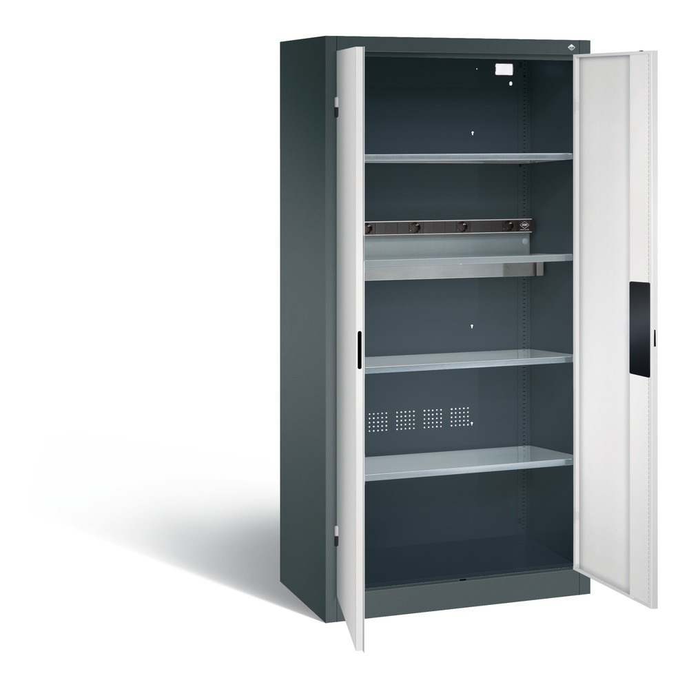 Produktabbildung Nr. 6: C+P Akku-Ladeschrank Serie 89, 1 Elektro-Einlegeboden, 5-fach-Steckdosenleiste, 3 m Zuleitung, anthrazitgrau/lichtgrau