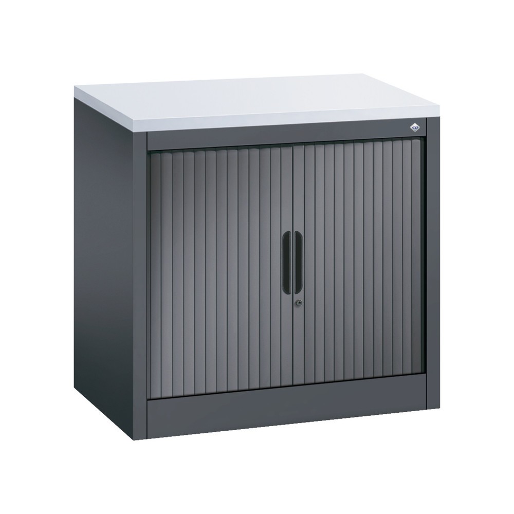 Produktabbildung: C+P Anstell-Querrollenschrank, 1 1/2 OH, Breite 800 mm, schwarzgrau, hellgrau