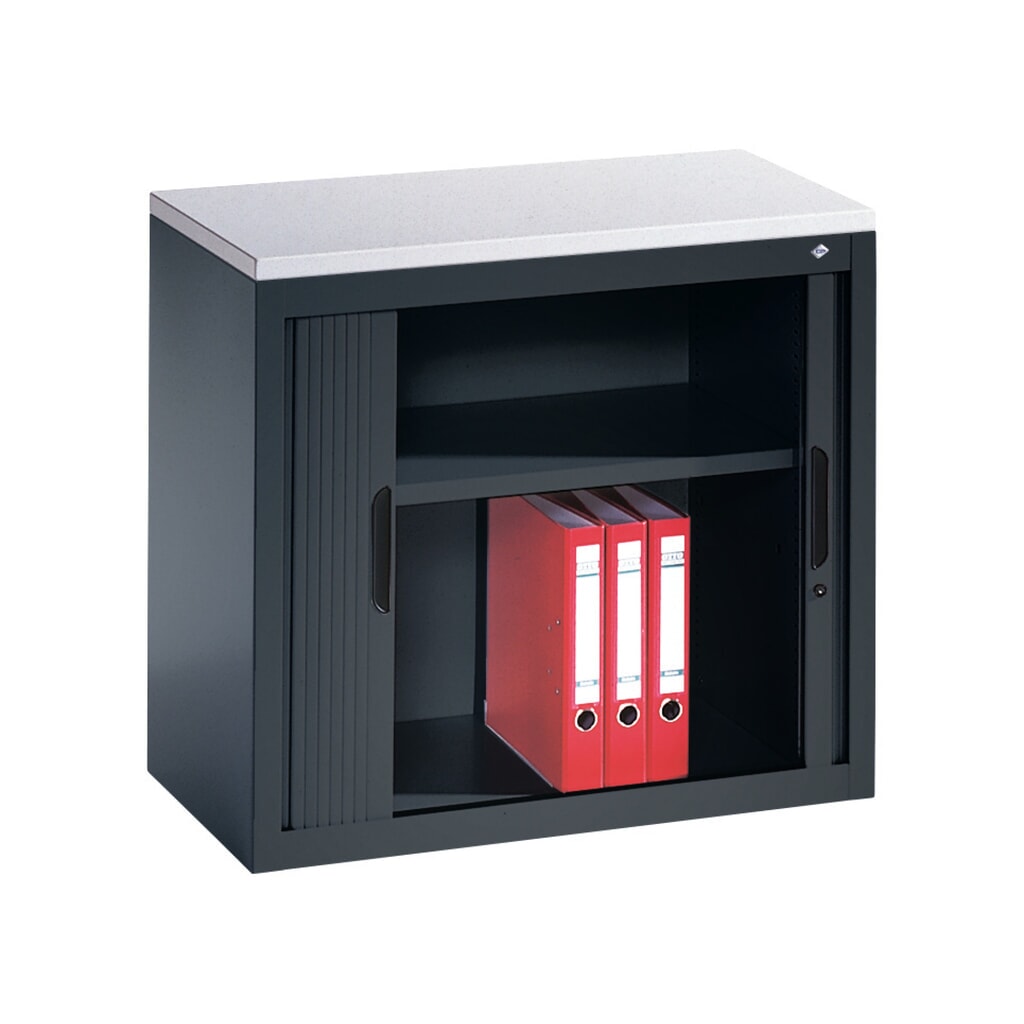 C+P Anstell-Querrollenschrank, 1 1/2 OH, Breite 800 mm, schwarzgrau, hellgrau Produktabbildung Nr. 3: C+P Anstell-Querrollenschrank, 1 1/2 OH, Breite 800 mm, schwarzgrau, hellgrau