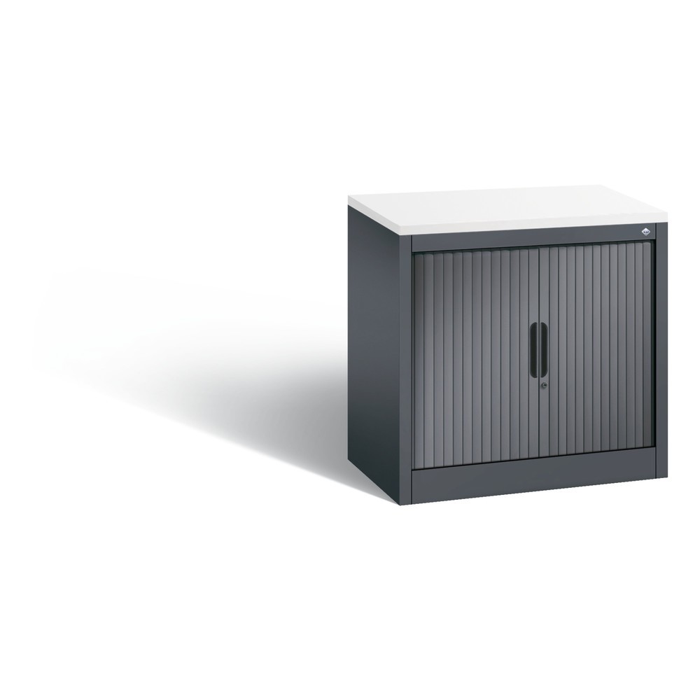 Produktabbildung: C+P Anstell-Querrollenschrank, 1 1/2 OH, Breite 800 mm, schwarzgrau, weiß