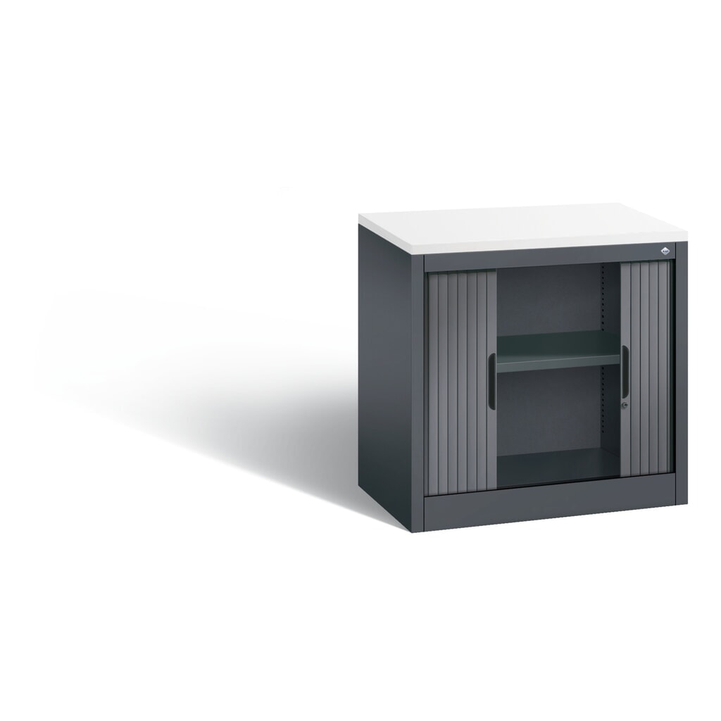 C+P Anstell-Querrollenschrank, 1 1/2 OH, Breite 800 mm, schwarzgrau, weiß Produktabbildung Nr. 4: C+P Anstell-Querrollenschrank, 1 1/2 OH, Breite 800 mm, schwarzgrau, weiß