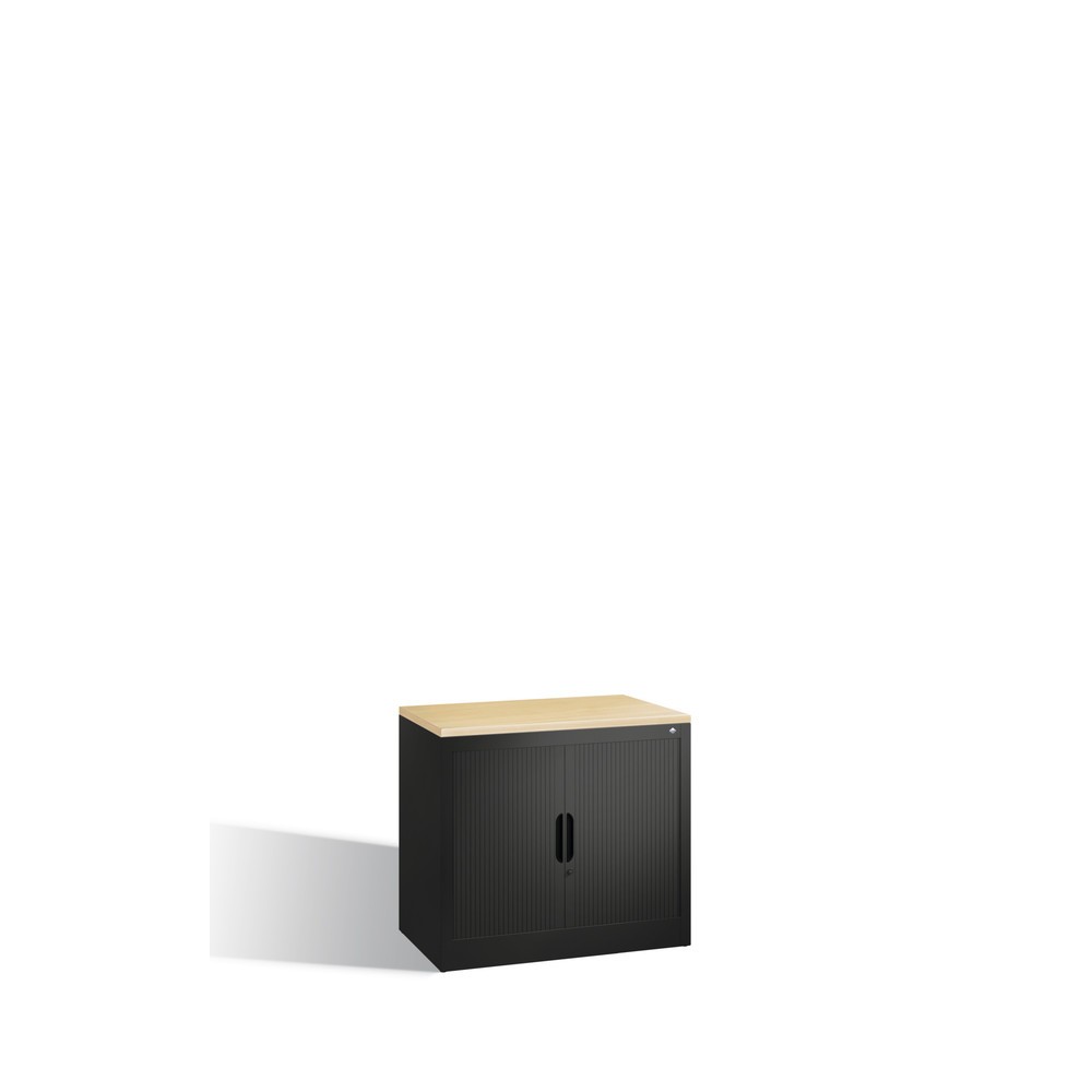 Produktabbildung: C+P Anstell-Querrollenschrank, 1 1/2 OH, Breite 800 mm, schwarzgrau, Ahorn