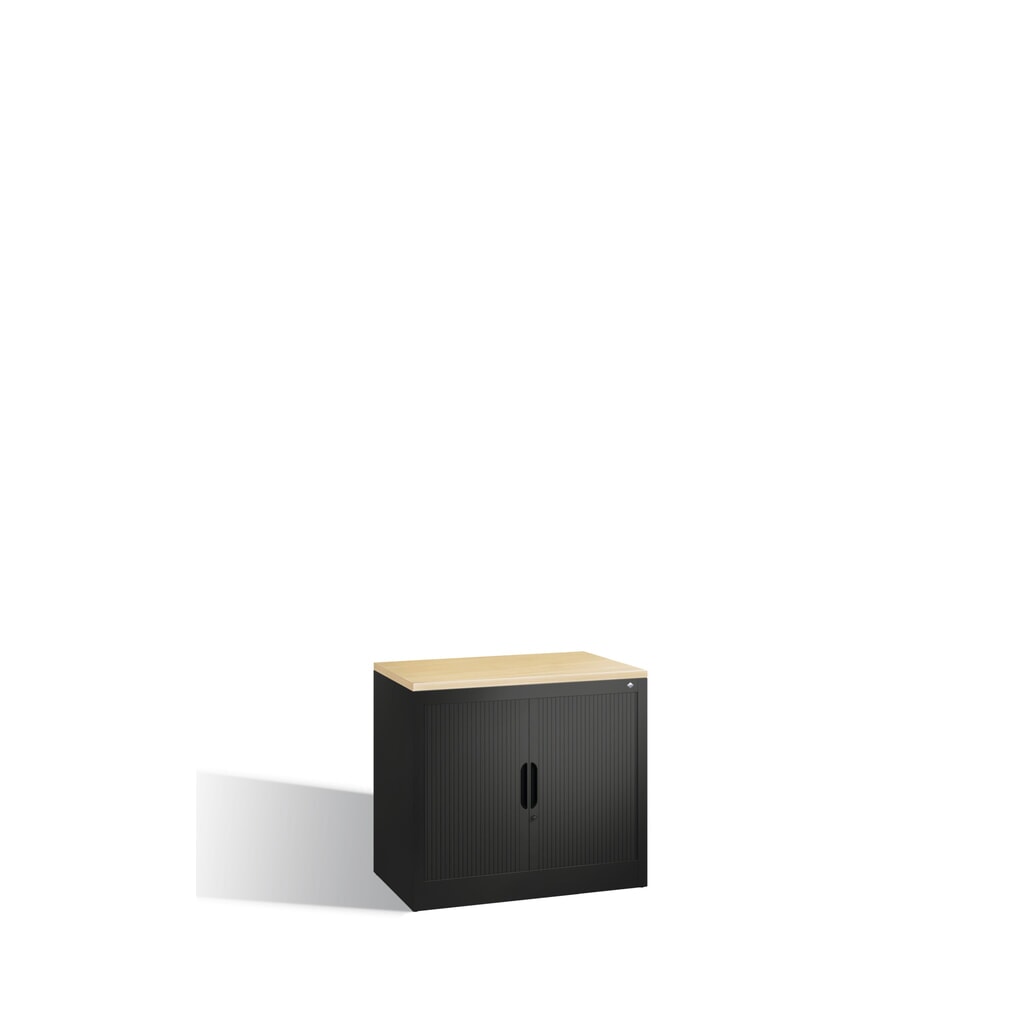 C+P Anstell-Querrollenschrank, 1 1/2 OH, Breite 800 mm, schwarzgrau, Ahorn Produktabbildung: C+P Anstell-Querrollenschrank, 1 1/2 OH, Breite 800 mm, schwarzgrau, Ahorn