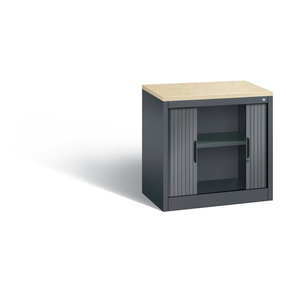 Produktabbildung Nr. 4: C+P Anstell-Querrollenschrank, 1 1/2 OH, Breite 800 mm, schwarzgrau, Ahorn